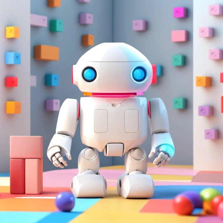 Enfant jouant avec un robot IA